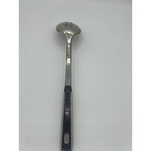 VINOD 14" Slotted Stainless Steel Spoon Front  All Silver -Back Black Handle
